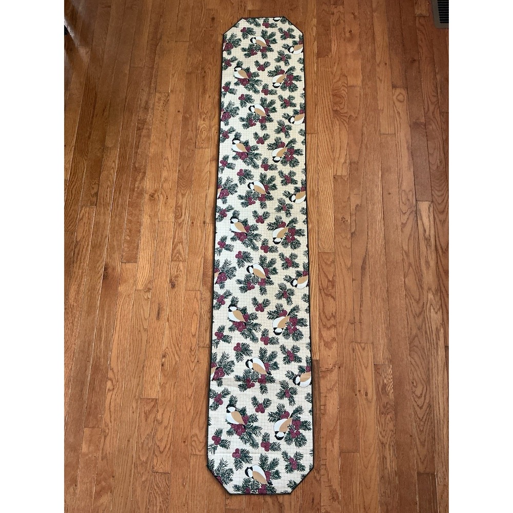 Table Runner Christmas DOUBLE SIDED - Birds And Christmas Trees